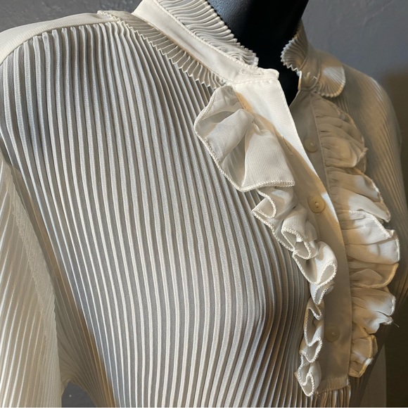 Worthington Sheer off-white Ruffle Blouse - Picture 9 of 16